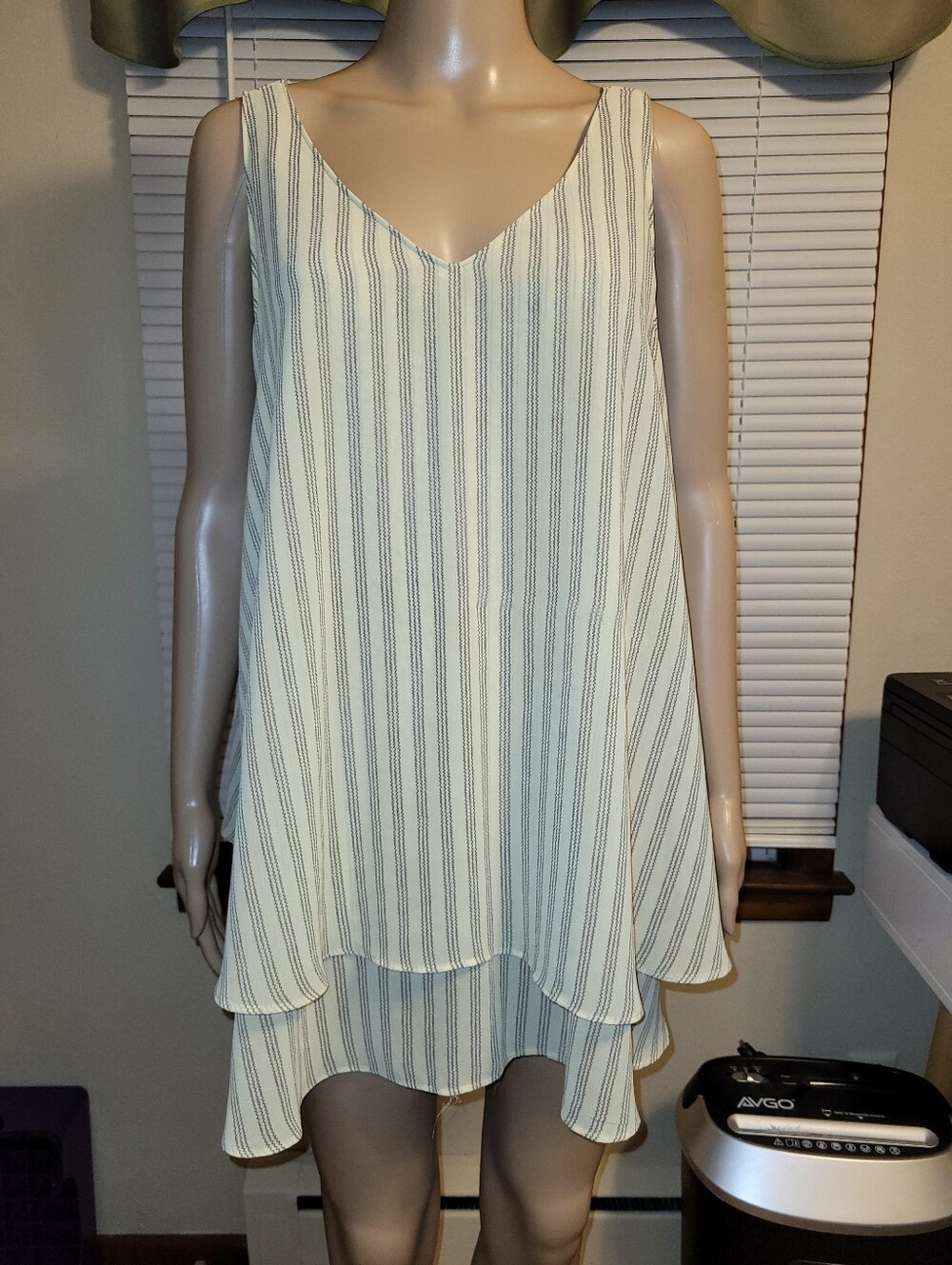 Lane Bryant - Sleeveless V-Neck Layered Soft Butter Color With Brown Stripes.
